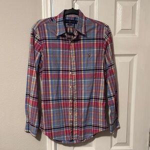 Ralph Lauren Men’s Red, Blue & White Plaid Button-Down Shirt